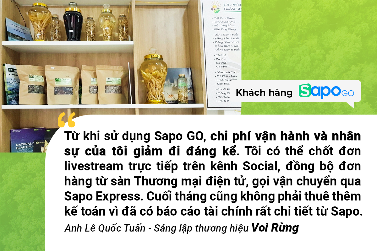 voi rừng sử dụng phần mềm sapo go