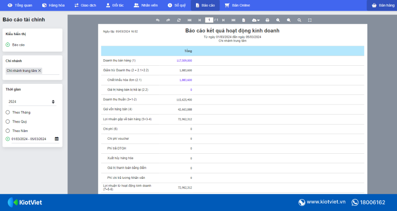 bao cao doanh thu