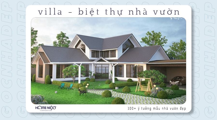 Biệt thự vườn cấp 4 mang hiệu ứng đối xứng tạo cảm giác dễ chịu, hài hòa