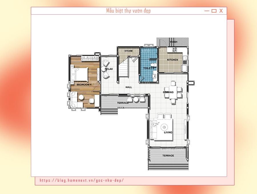 Cách bố trí phòng óc cho biệt thự 2 tầng