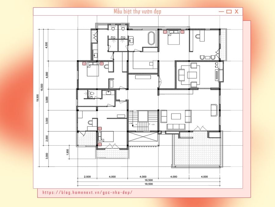 Không gian bố trí các phòng ngủ tầng 1