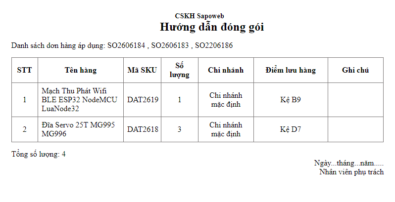 quản lý kho hàng