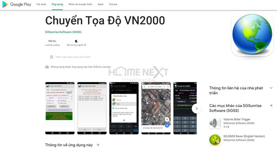 Ứng dụng Chuyển hệ tọa độ VN2000 trên CH Play giúp anh chị xác định vị trí thửa đất. 