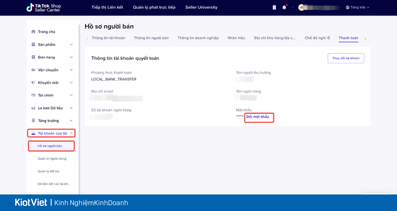 cach rut tien tu tiktok shop vao tai khoan ngan hang