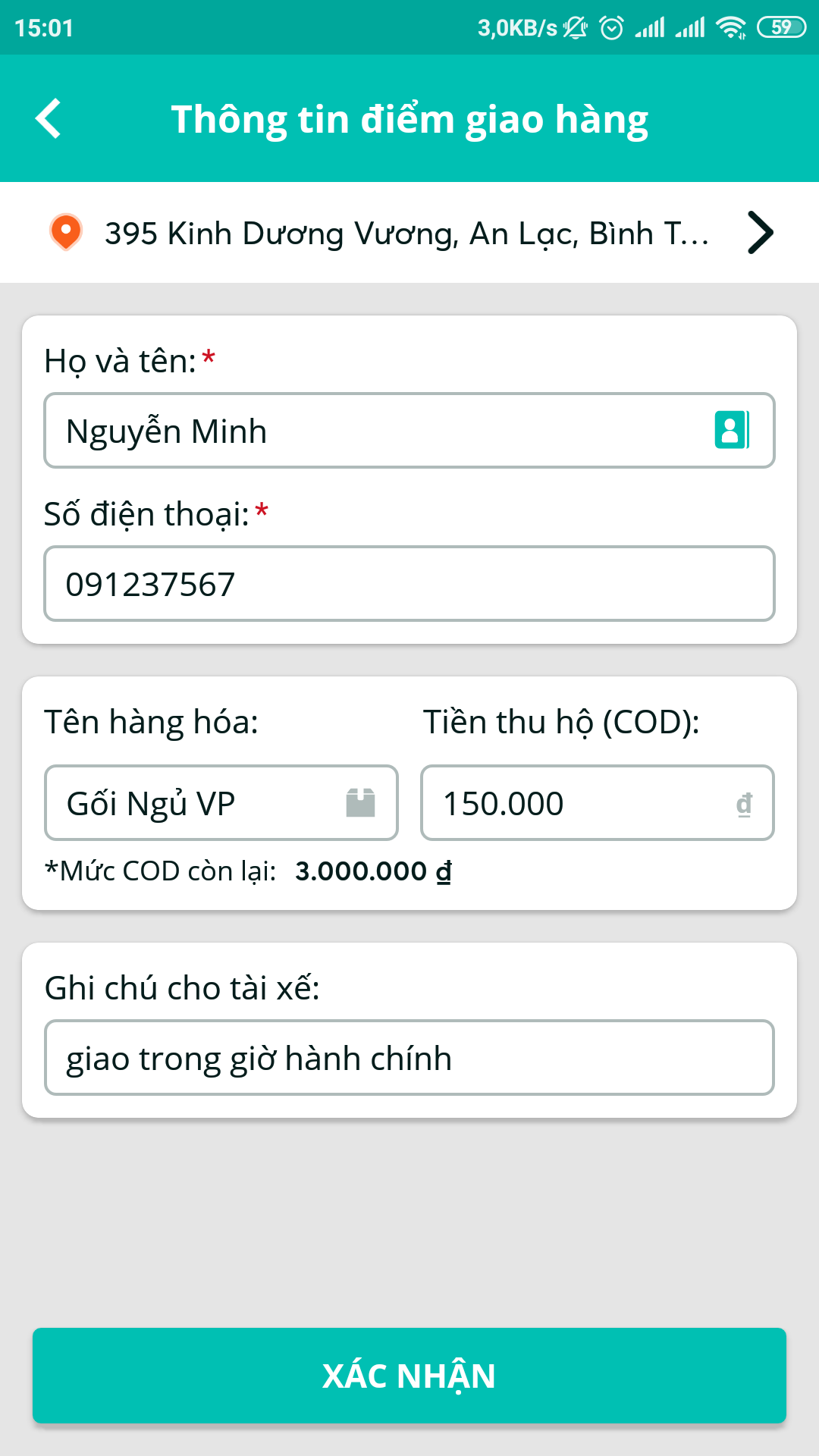 Ấn xác nhận để kích hoạt MyGo ship COD