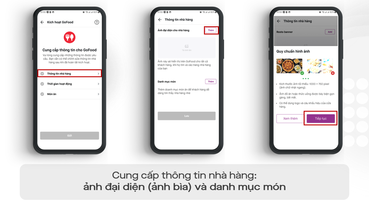 Cập nhật thông tin nhà hàng trên Gobiz