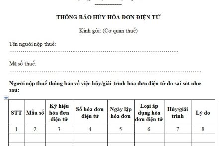 hủy hóa đơn điện tử