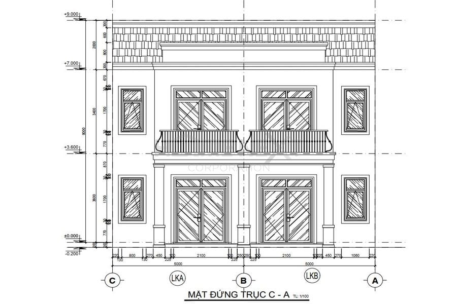 Bản vẽ mặt bằng nhà phố liên kế dự án Đại Phước Molita