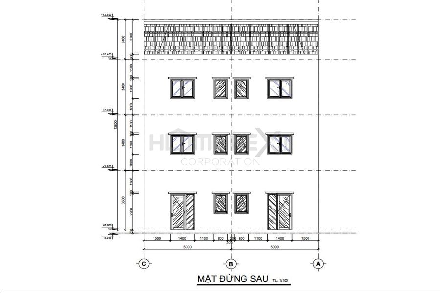 Bản vẽ mặt bằng nhà phố thương mại Đại Phước Molita