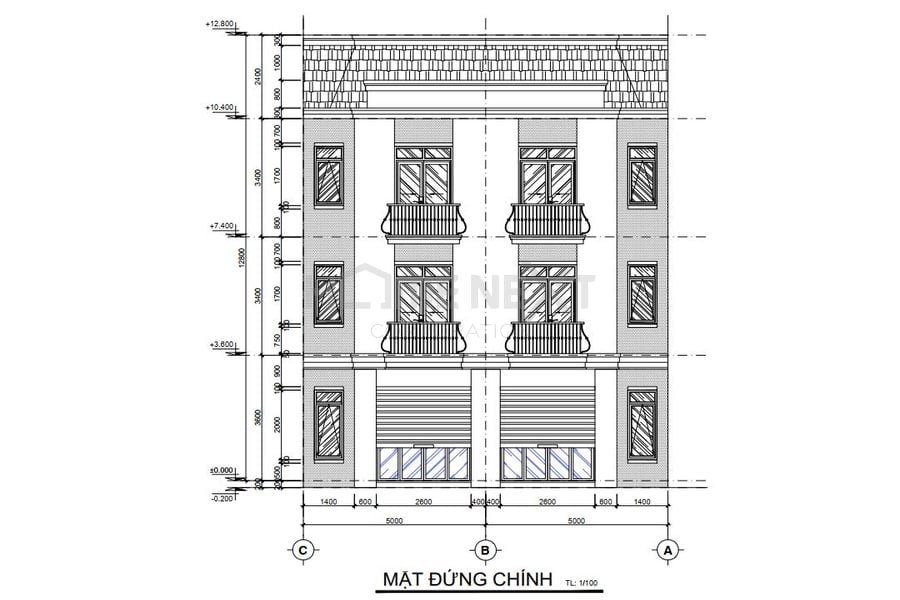 Bản vẽ mặt bằng nhà phố thương mại Đại Phước Molita