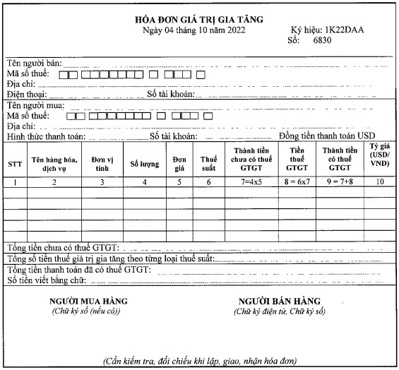 mẫu hóa đơn điện tử