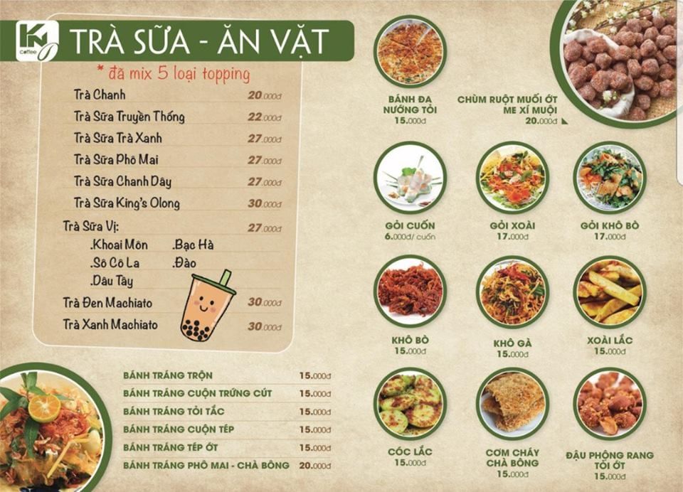 Menu thức ăn nhanh hấp dẫn và đa dạng