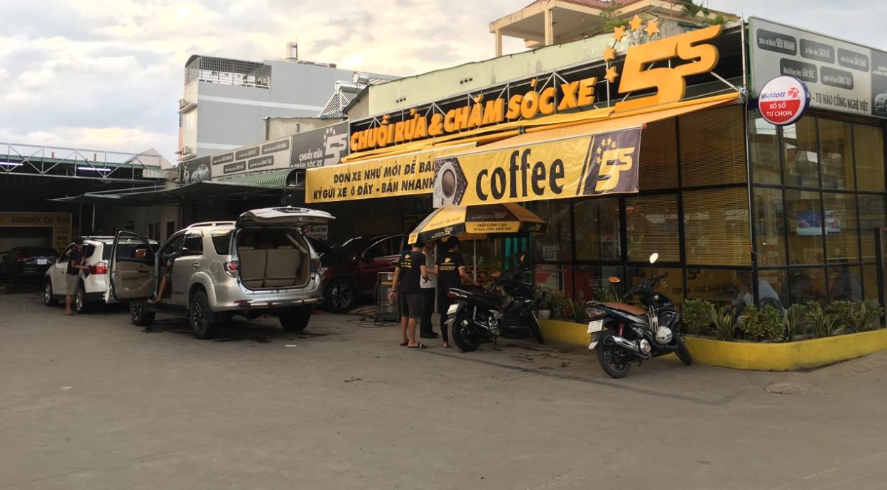 mô hình quán cafe rửa xe