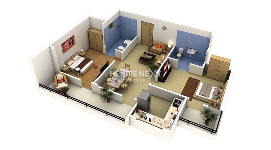 Mặt bằng thiết kế căn hộ chung cư 60m2