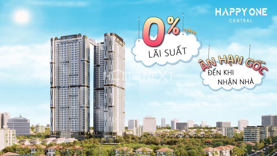 ngân hàng hỗ trợ vay mua căn hộ Happy One Central với mức vay 70%, ưu đãi lãi suất 0%