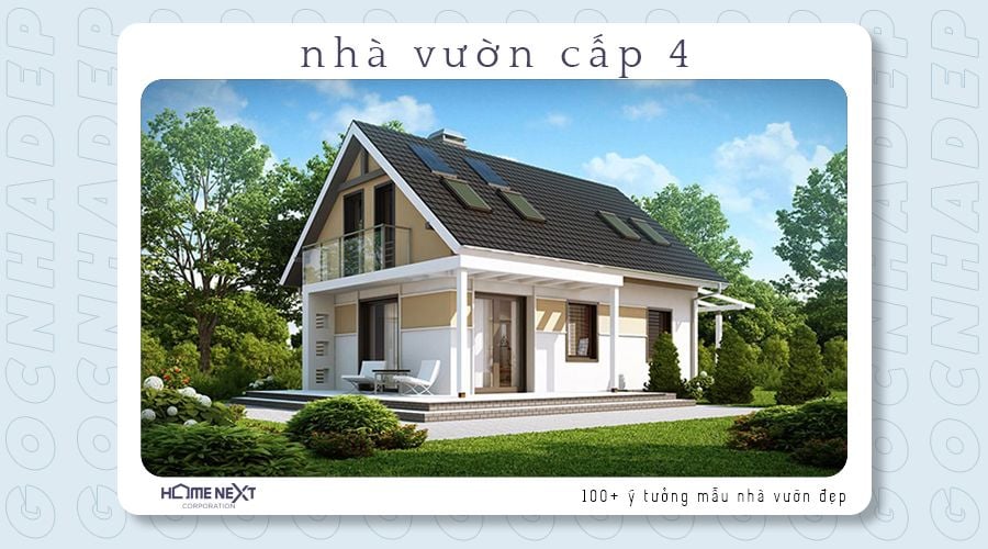 Nhà vườn cấp 4 có gác lửng nhỏ xinh