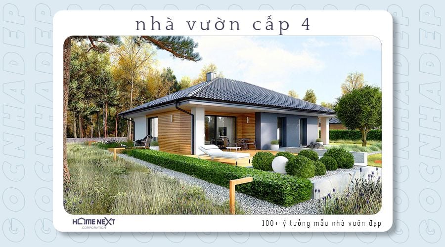 Nhà vườn cấp 4 với phong cách hiện đại thân thiện với môi trường