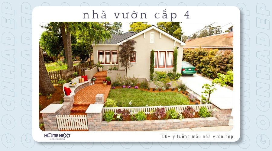 Nhà vườn cấp 4 với khu vườn nhỏ xinh