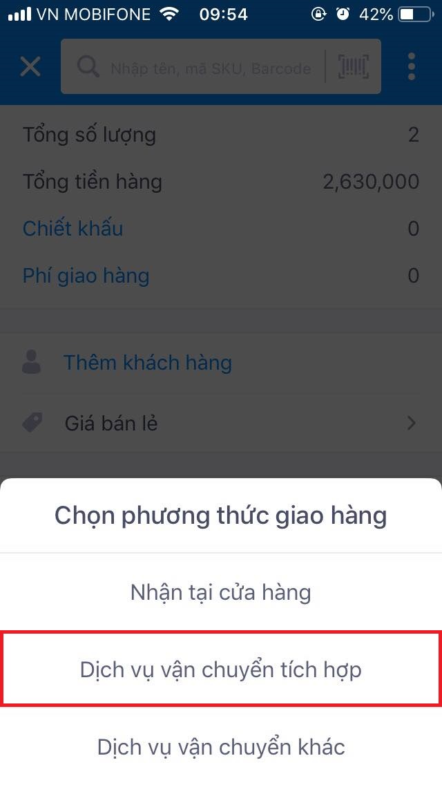 Tích hợp đối tác vận chuyển trên ứng dụng quản lý kho trên điện thoại