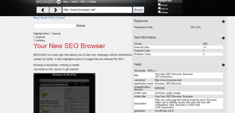 Công cụ BROWSEO.