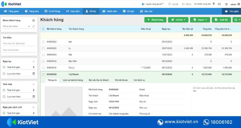 quan ly thong tin khach hang