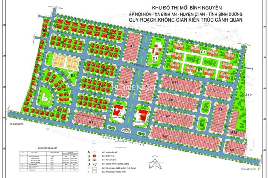 Mặt bằng thiết kế cảnh quan dự án căn hộ Bình Nguyên Dĩ An