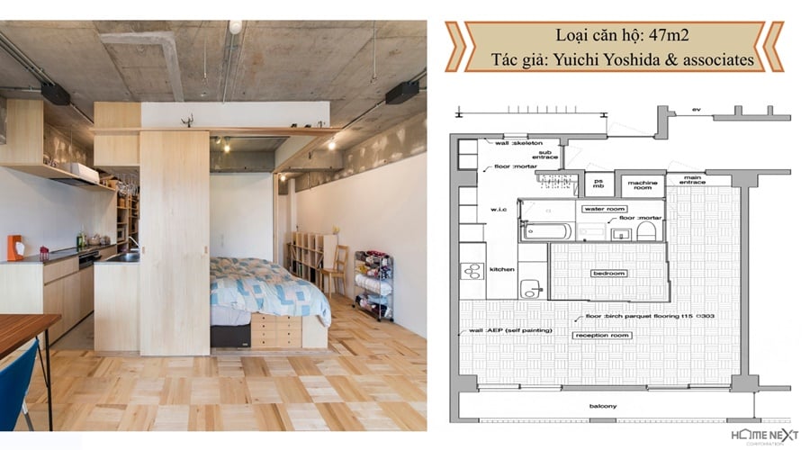 Căn hộ Studio của Yoshida Yuichi, Nhật Bản (47m²)