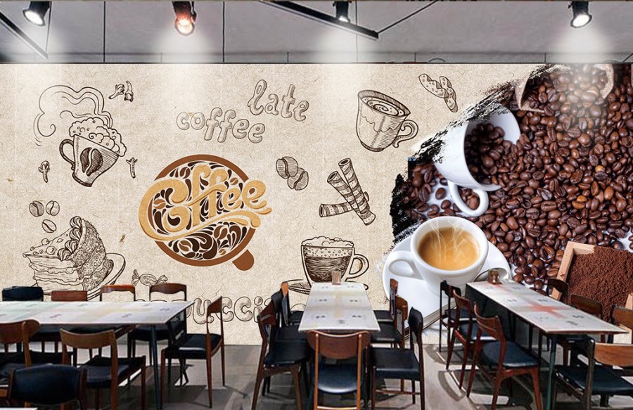 Trang trí tường quán cafe bắt mắt