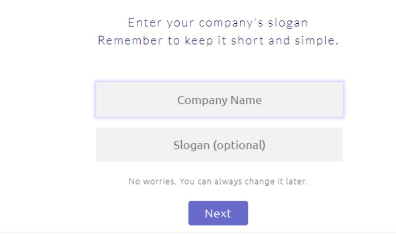 Bước 5: Nhập tên và slogan