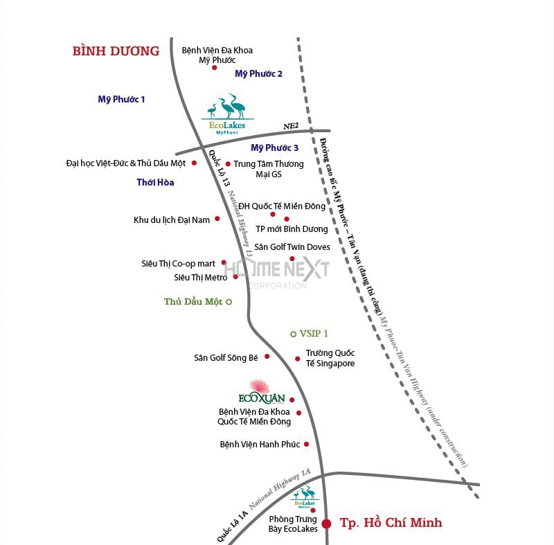Vị trí dự án Eco Home 2 Bình Dương